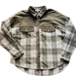 Oversized Plaid Corduroy Shacket Fall Winter Layering Essential Size L